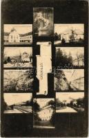 1925 Gödöllő, mozaiklap, vasútállomás, királyi kastély, pálmaház. Heisler Ferencz kiadása (EK)