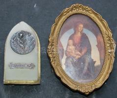 Jerusalem réz és márváyn asztali dísz + reppro kis fa keretben 10 cm