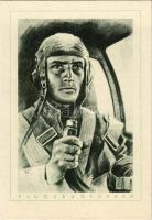 Flugzeugführer "Det Deutsche Soldat" 4125/3. / WWII German military art postcard, pilot