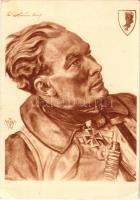 Major Werner Baumbach / WWII German military art postcard s: W. Willrich (EB)