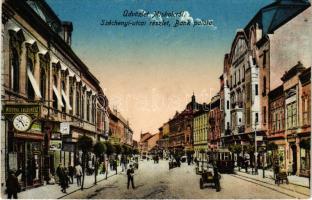 1922 Miskolc, Széchenyi utca, Bank, villamos, ékszerész, üzletek (kis szakadás / small tear)