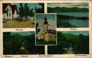 1945 Diósjenő, falurészlet, tó, erdő, római katolikus templom, út a Csóványoshoz (fa)