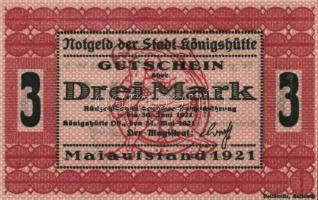 Német Birodalom/Weimari Köztársaság/Kattowitz 1921. 1M + 3M "Maiaufstand 1921" T:I