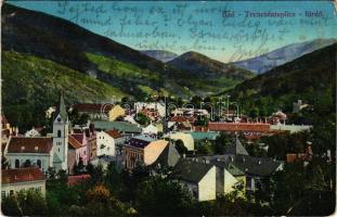 1915 Trencsénteplic, Trencianske Teplice; látkép, templom / general view, church (EB)