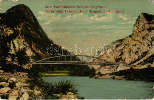 Sarajevo, Sarajevo-Ostgrenze; Drinabrücke, Neue Eisenbahnlinie / Railway bridge at the confluence of Lima river into Drina. Cappon (EB)