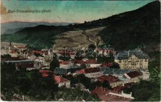 1915 Trencsénteplic, Trencianske Teplice; látkép, templom / general view, church (fl)