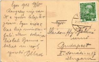 1912 Cheb, Eger; Stadtpark, Regiments-Denkmal zur Erinnerung an die im Feldzuge 1866 Gefallenen d. E...