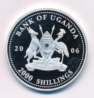 Uganda 2006. 2000Sh Cu-Ni "A labdarúgás halhatatlanjainak csarnoka - Magyarország 1950-es évek / Puskás Ferenc" kapszulában, MÉF tanúsítvánnyal T:PP fo. Uganda 2006. 2000 Shillings Ag "The Hall of Fame of Football - Hungary 1950's / Puskás Ferenc" in capsule, with MÉF certificate C:PP spotted