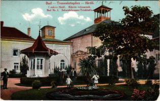 Trencsénteplic, Trencianske Teplice; I. számú fürdő, kénvíz ivócsarnok. Wertheim Zsigmond kiadása / Bad Nr. I. Schwefelwasser-Trinkhalle / spa, bathhouse (EM)