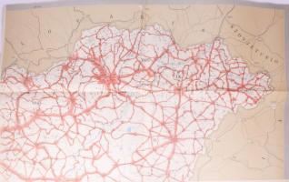 Magyarország állami közúthálózata. 4 db 4 szelvényes nagy méretű térkép: Egészvászon csatos mappában...