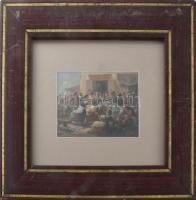 Jelzés nélkül: Vásári perpatvar. Olaj, karton 12x18 cm masszív, üvegezett keretben kis felületi sérü...