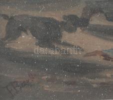 Jelzés nélkül: Vásári perpatvar. Olaj, karton 12x18 cm masszív, üvegezett keretben kis felületi sérü...