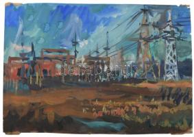 Jelzés nélkül: Áramfejlesztő telep. Akvarell, papír 28x39 cm