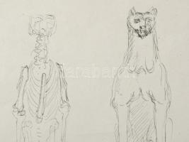 Azonosítatlan jelzéssel: Kutya vázlatok. Tus, papír, paszpartuban 21x26 cm