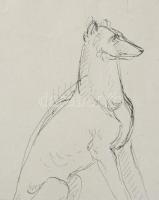 Azonosítatlan jelzéssel: Kutya vázlatok. Tus, papír, paszpartuban 21x26 cm