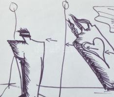 Balássy Éva (1951-2014): Szerelem (cím nélkül ), 1987. Filc, jelzett. 22x30 cm