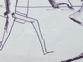 Balássy Éva (1951-2014): Szerelem (cím nélkül ), 1987. Filc, jelzett. 22x30 cm