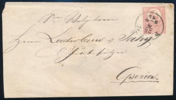 1872.04.26. Könyvnyomású 5kr díjjegyes levél "PEST" - "EPERIES / SÁROS. M."