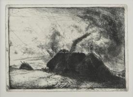 Jelzés nélkül: Vulkán. Rézkarc, papír, paszpartuban 15x20 cm