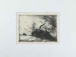 Jelzés nélkül: Vulkán. Rézkarc, papír, paszpartuban 15x20 cm