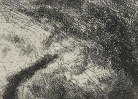 Jelzés nélkül: Vulkán. Rézkarc, papír, paszpartuban 15x20 cm