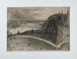 Jelzés nélkl. Budapesti látkép ca 1910. Rézkarc, papír, 22x33 cm Paszpartuval