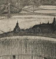 Jelzés nélkl. Budapesti látkép ca 1910. Rézkarc, papír, 22x33 cm Paszpartuval