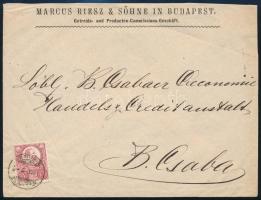 1874.03.09. 5kr távolsági levélen "BUDAPEST / DÉLKEL.VASP." - Békéscsaba