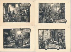 7 db RÉGI magyar történelmi témájú művészlap egy sorozatból: híres emberek / 7 pre-1945 Hungarian hi...