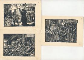 7 db RÉGI magyar történelmi témájú művészlap egy sorozatból: híres emberek / 7 pre-1945 Hungarian hi...