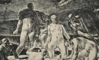 Tarjáni Simkovits Jenő (1895-1995): Mózes megtalálása. Rézkarc, papír, jelzett. Lapszéli hajtásnyomo...