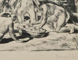 Tarjáni Simkovits Jenő (1895-1995): Mózes megtalálása. Rézkarc, papír, jelzett. Lapszéli hajtásnyomo...