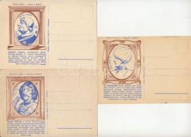 Őrizd a múltat - harcolj a jövőért! - 7 db RÉGI magyar történelmi témájú művészlap egy sorozatból: u...