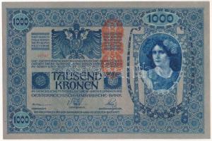 Ausztria 1919 (1902) 1000K "1768 02747" függőleges piros "DEUTSCHÖSTERREICH" fel...