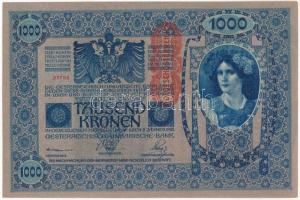 Ausztria 1919 (1902) 1000K "1647 89738" függőleges piros "DEUTSCHÖSTERREICH" fel...