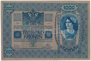Ausztria 1919 (1902) 1000K "1647 89738" függőleges piros "DEUTSCHÖSTERREICH" fel...