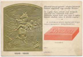 1526-1926 Mohácsi vész 400. évfordulójának dombornyomott emléklapja. Fogadalmi templom felépítéséhez...