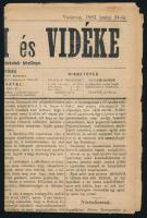 1883 Esztergom és vidéke teljes újság 1kr hírlapilleték bélyeggel