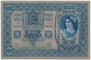 1902. 1000K "1376 53494" piros "DEUTSCHÖSTERREICH" felülbélyegzéssel, fekete &qu...