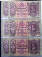 Vegyes 1848-1946. 117db-os magyar bankjegytétel négygyűrűs berakóalbumban, főleg 1930. 100P, de közt...