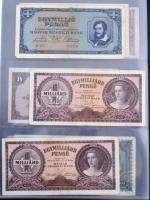 Vegyes 1848-1946. 117db-os magyar bankjegytétel négygyűrűs berakóalbumban, főleg 1930. 100P, de közt...