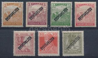 1918 Köztársaság 7 klf érték fordított felülnyomattal (16.500)