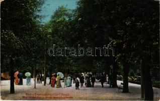 1913 Trencsénteplic, Trencianske Teplice; Nagy zenesétány. Wertheim Zsigmond kiadása / Große Musik-Promenade / music promenade (kopott sarkak / worn corners)