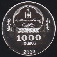 Mongólia 2003. 1000T Ag "Ázsia történelme-Taj Mahal" T:PP tanúsítvánnyal!