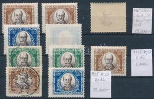 1925 Jókai Mór sor 10 db bélyeg, köztük gépszínátnyomatok is (18.000)