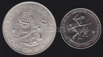 Lengyelország 1989 500Zl Ag T:1 + Bermuda 1959 1C Ag T:2