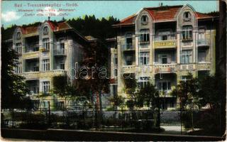 Trencsénteplic, Trencianske Teplice; Miramare és Corfu villa. Wertheim Zsigmond kiadása / Vill Miramare, Villa Corfu (EK)