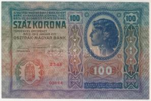 1912. 100K alacsony "2346 00464" sorszámmal, piros "Deutschösterreich" felülbély...