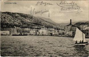 1910 Senj, Zengg; Luka / kikötő, vitorlás hajó / port, sailing ship. S. D. M. 5287 (EK)