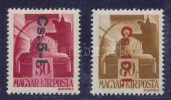 1946 Betűs 2 klf visszavont csomagbélyeg. Signed: Derecskei (8.000)